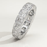 2.25 TCW Asscher Cut Lab-Grown Diamond Full Eternity Bezel Wedding Band