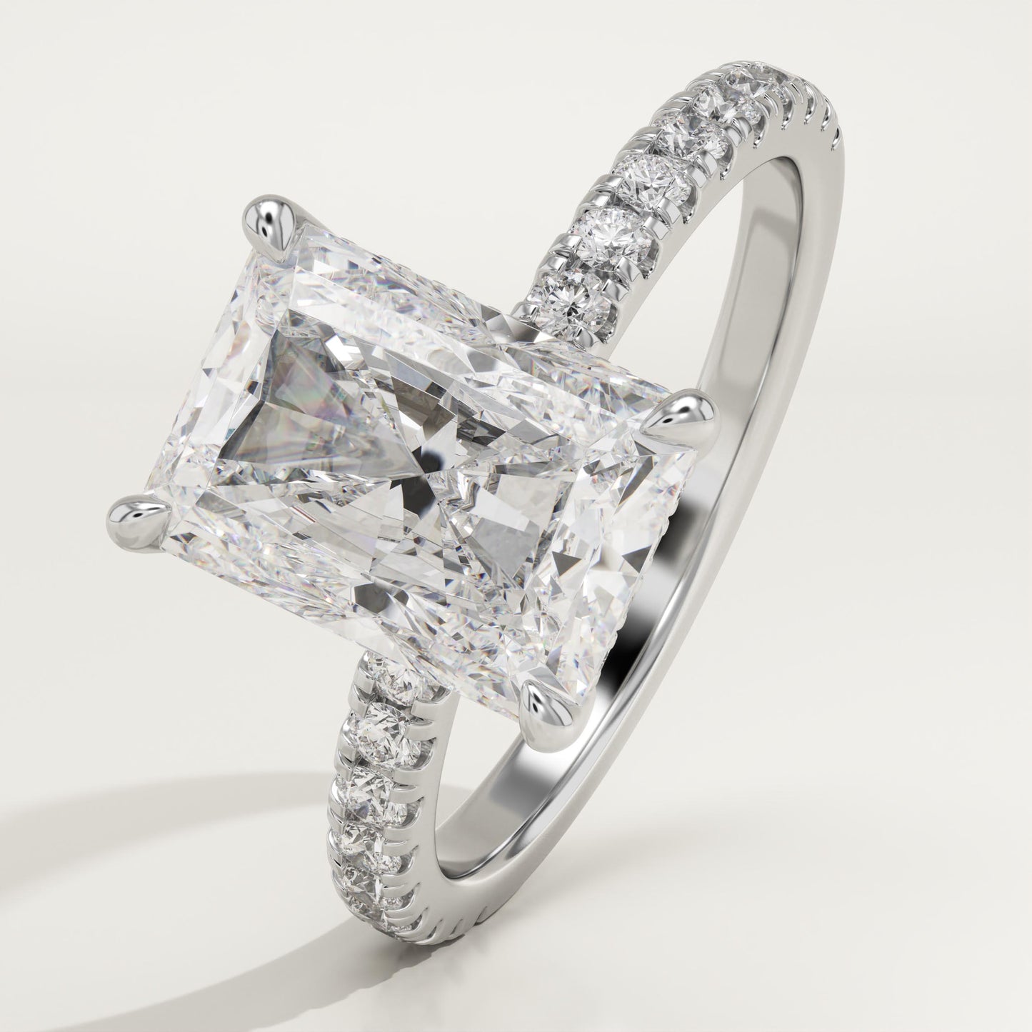 2 CT Radiant Cut Moissanite Pave Engagement Ring (US Size 6.5 Ready To Ship)