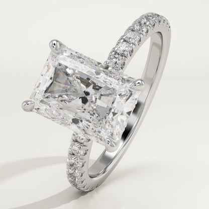 2 CT Radiant Cut Moissanite Pave Engagement Ring (US Size 6.5 Ready To Ship)