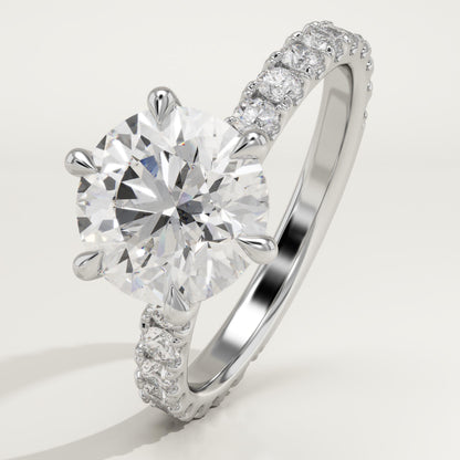 Round Cut Pave Lab-Grown Diamond Engagement Ring
