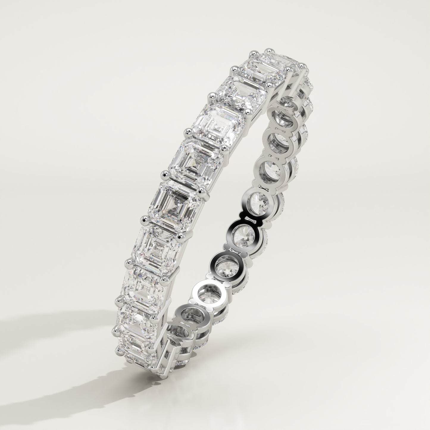2 TCW Round & Asscher Moissanite Full Eternity Wedding Band (US Size 9 Ready To Ship)