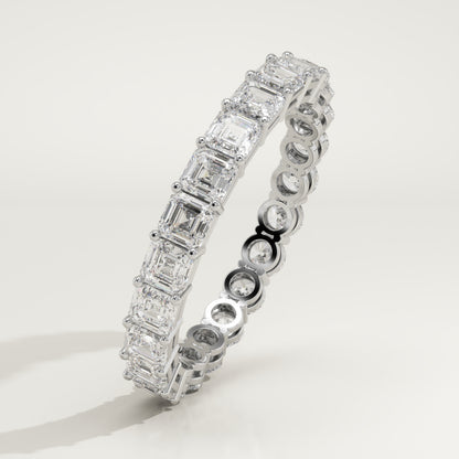 2 TCW Round & Asscher Moissanite Full Eternity Wedding Band (US Size 9 Ready To Ship)
