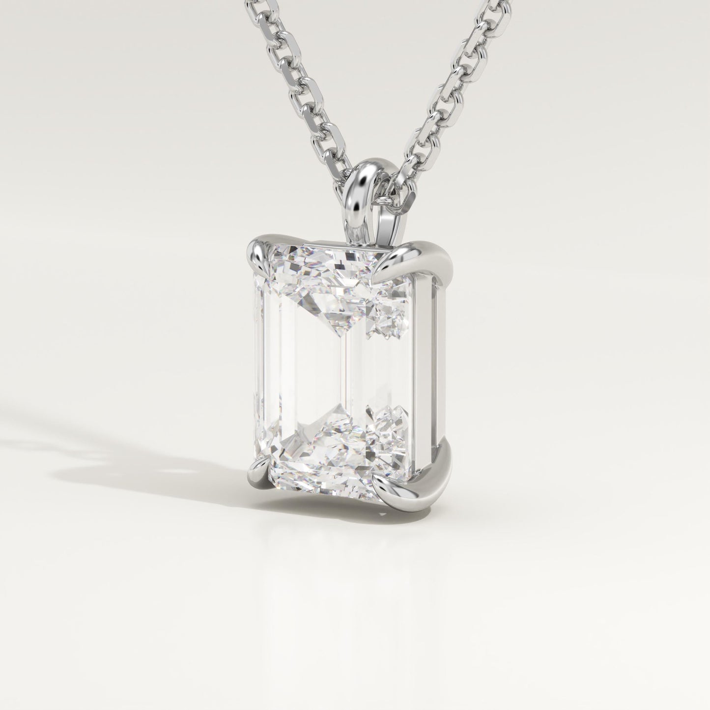 2 CT Emerald Cut Lab-Grown Diamond Solitaire Necklace