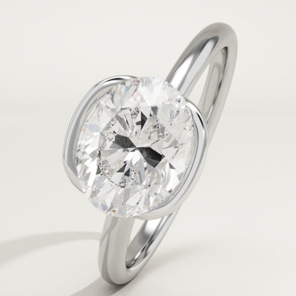 East West Oval Cut Half Bezel Lab-Grown Diamond Engagement Ring