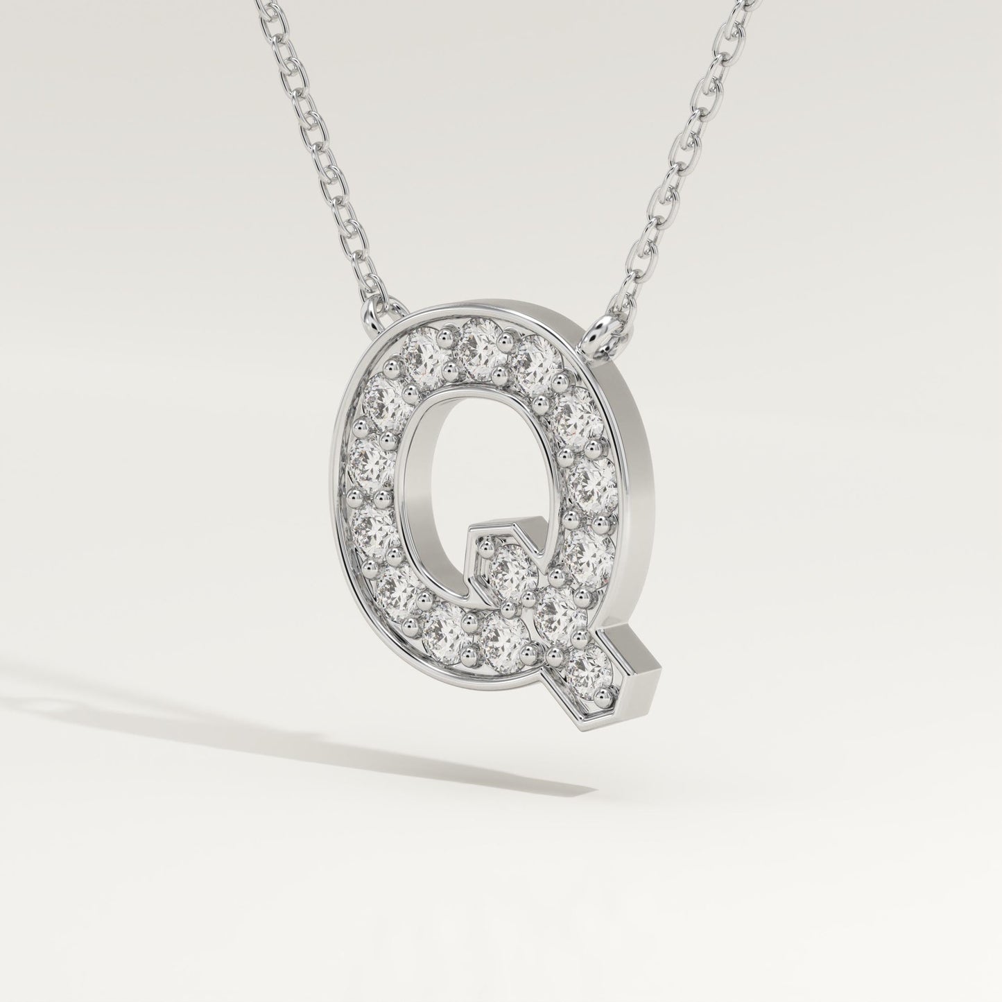 0.268 TCW Round Lab-Grown Diamond Q Initial Necklace
