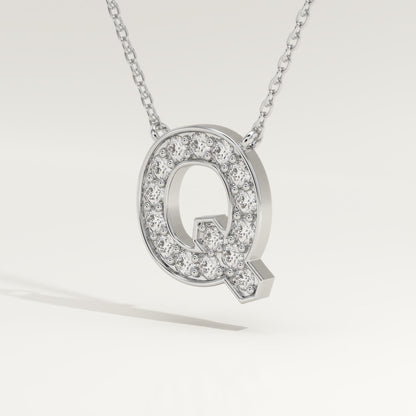 0.268 TCW Round Lab-Grown Diamond Q Initial Necklace