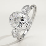 1.5 CT Oval Cut Three Stone Bezel Lab-Grown Diamond Engagement Ring