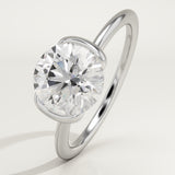 2.0 CT Round Cut Half Bezel Lab-Grown Diamond Engagement Ring