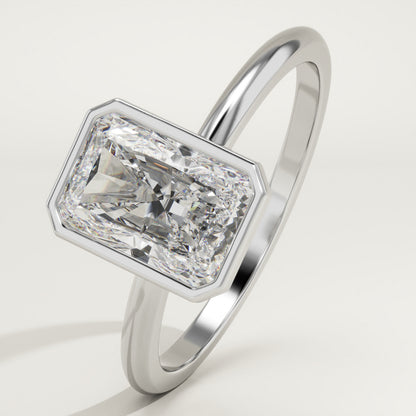 1.50 CT Radiant Cut Moissanite Bezel Engagement Ring (US Size 8 Ready To Ship)