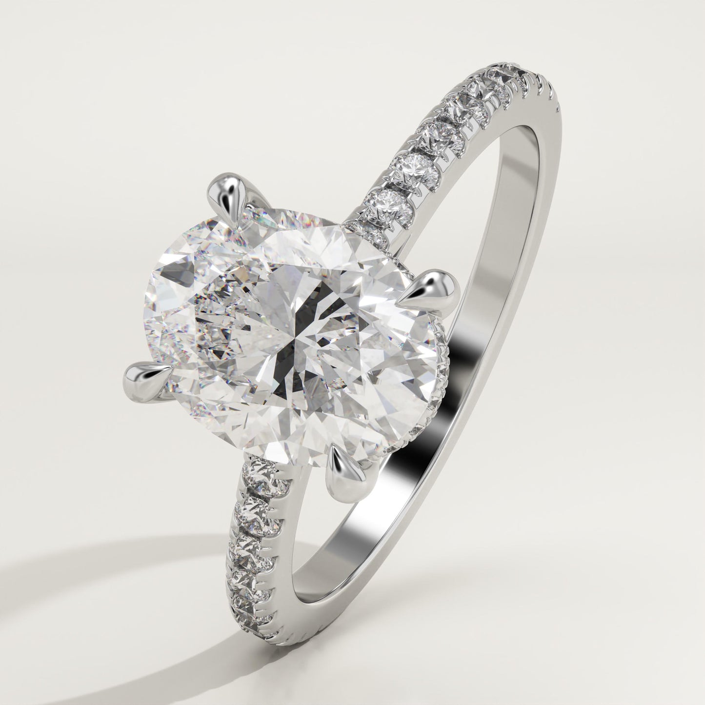 1.91 CT Oval Cut Moissanite Pave Engagement Ring (US Size 6 Ready To Ship)