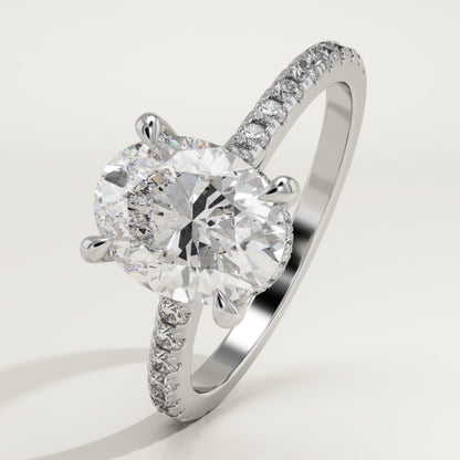 1.91 CT Oval Cut Moissanite Pave Engagement Ring (US Size 6 Ready To Ship)