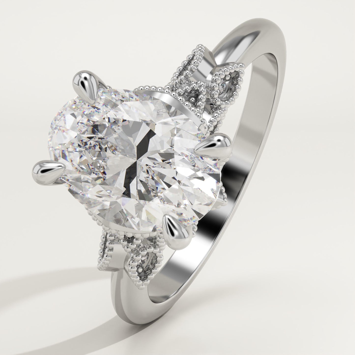 Oval Cut Cluster Lab-Grown Diamond Engagement Ring