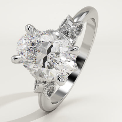 Oval Cut Cluster Lab-Grown Diamond Engagement Ring
