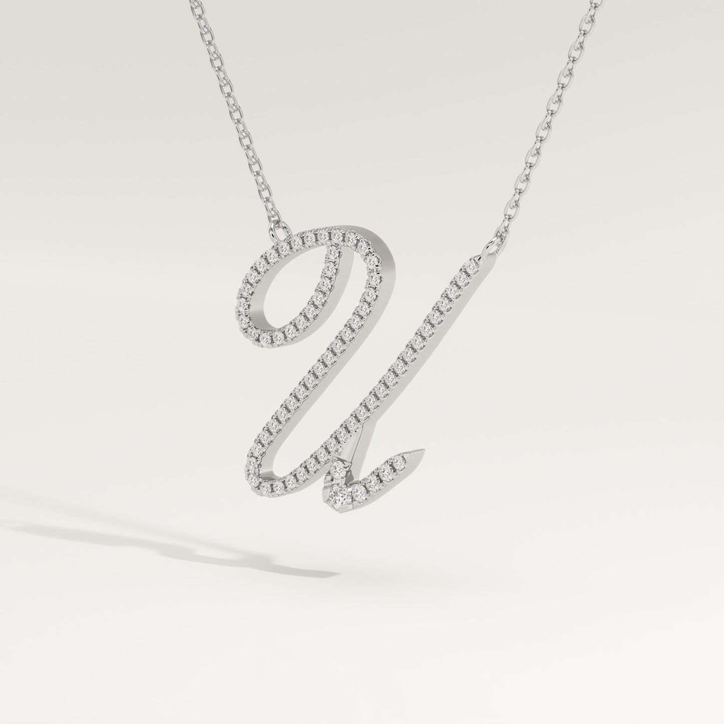 0.157 TCW Round Lab-Grown Diamond U Initial Necklace