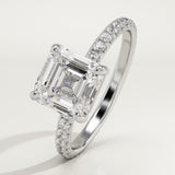2.0 CT Asscher Cut Pave Lab-Grown Diamond Engagement Ring
