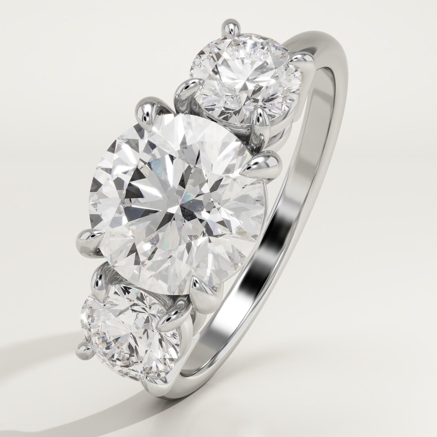 2 CT Round Cut Three Stone Moissanite Engagement Ring