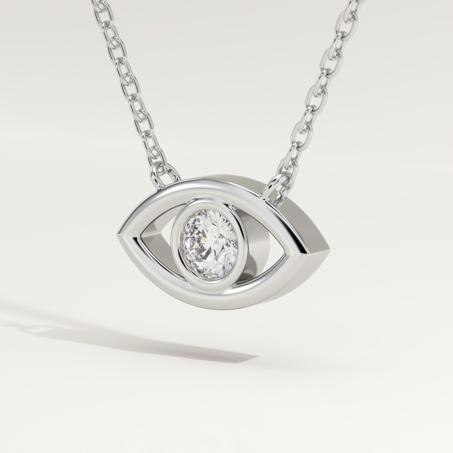 0.08 CT Round Lab-Grown Diamond Evil Eye Charm Necklace