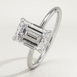 2.0 CT Emerald Cut Hidden Halo Lab-Grown Diamond Engagement Ring
