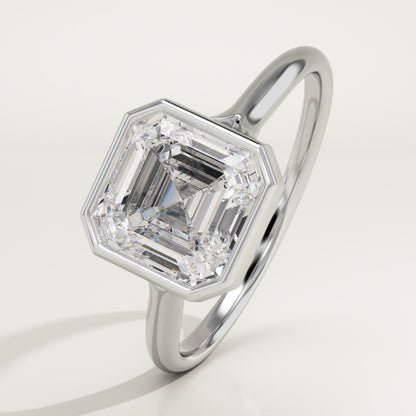 Asscher Cut Bezel Split Shank Lab-Grown Diamond Engagement Ring