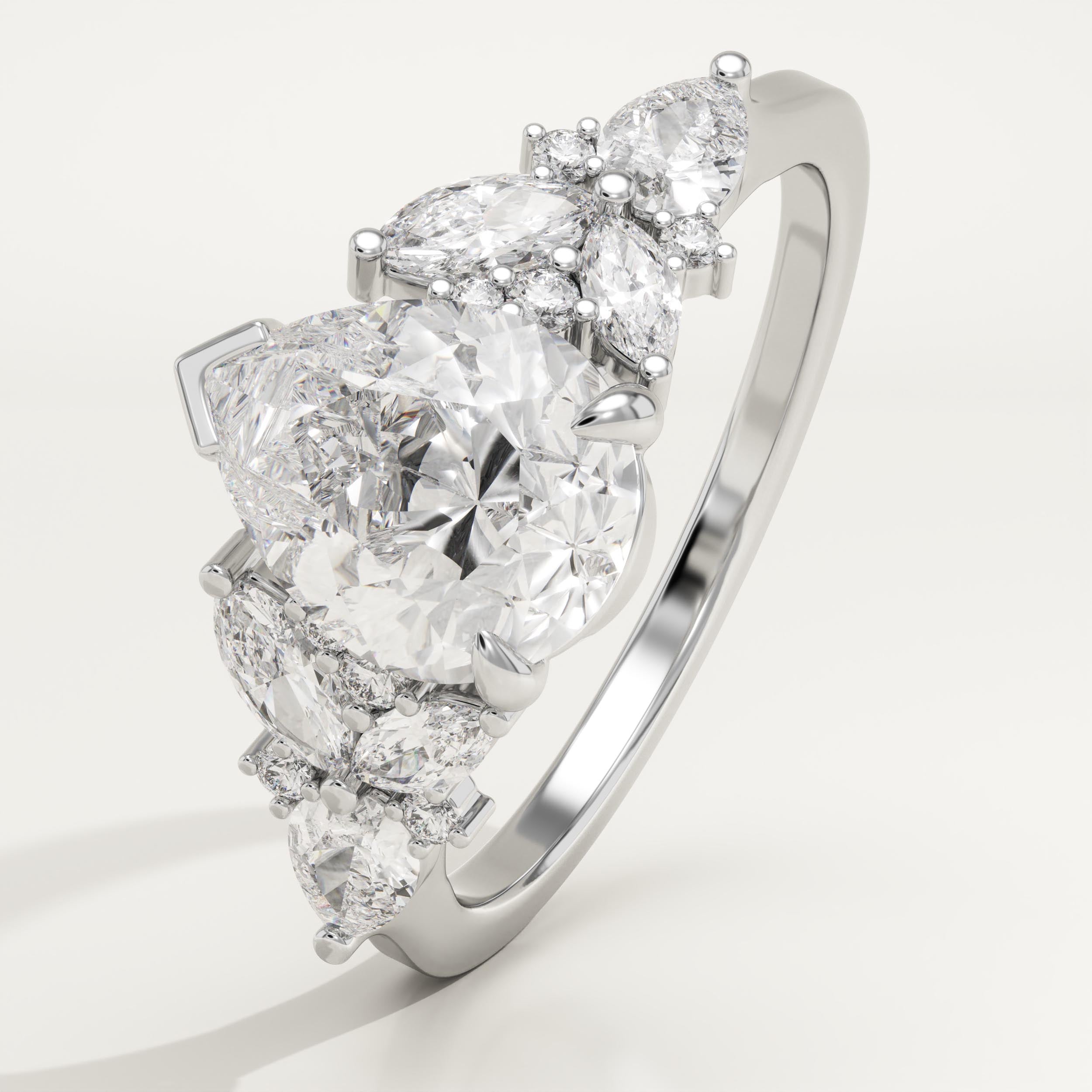 2.0 CT Pear Cut Cluster Lab-Grown Diamond Engagement Ring