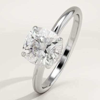 1.75 CT Cushion Cut Hidden Halo Moissanite Engagement Ring