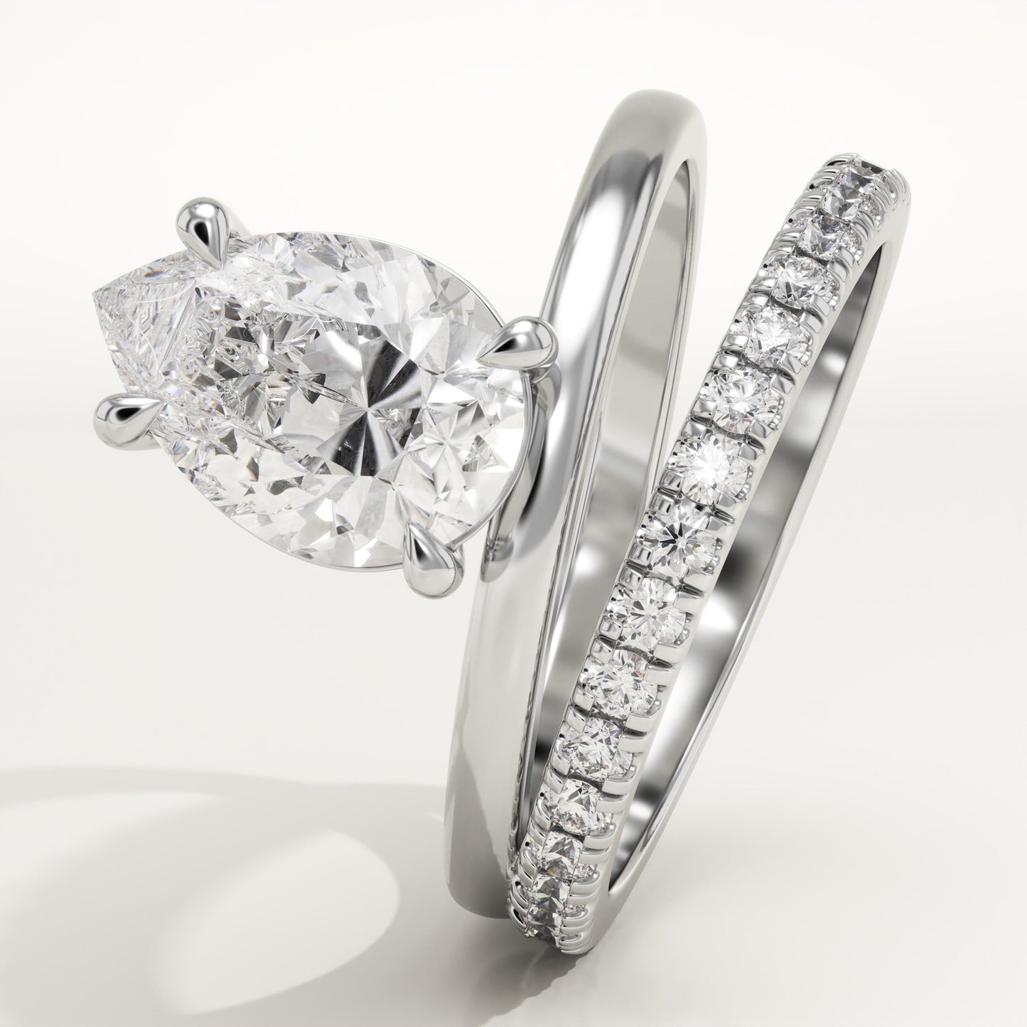 Pear Cut Pave Lab-Grown Diamond Engagement Ring