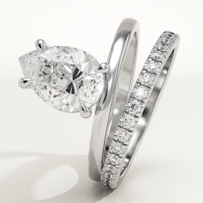 Pear Cut Pave Lab-Grown Diamond Engagement Ring