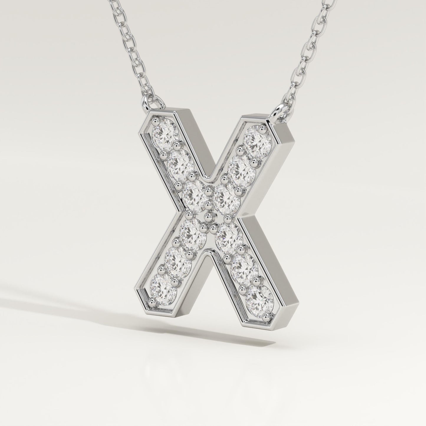 0.31 TCW Round Lab-Grown Diamond X Initial Necklace