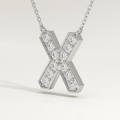 0.31 TCW Round Lab-Grown Diamond X Initial Necklace