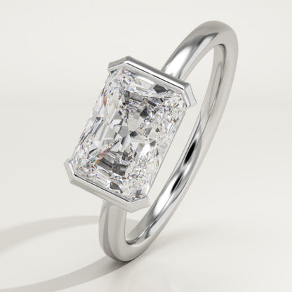 East West Radiant Cut Half Bezel Lab-Grown Diamond Engagement Ring