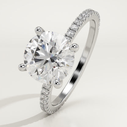 Round Cut Pave Lab-Grown Diamond Engagement Ring