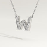 0.084 TCW Round Lab-Grown Diamond W Initial Necklace