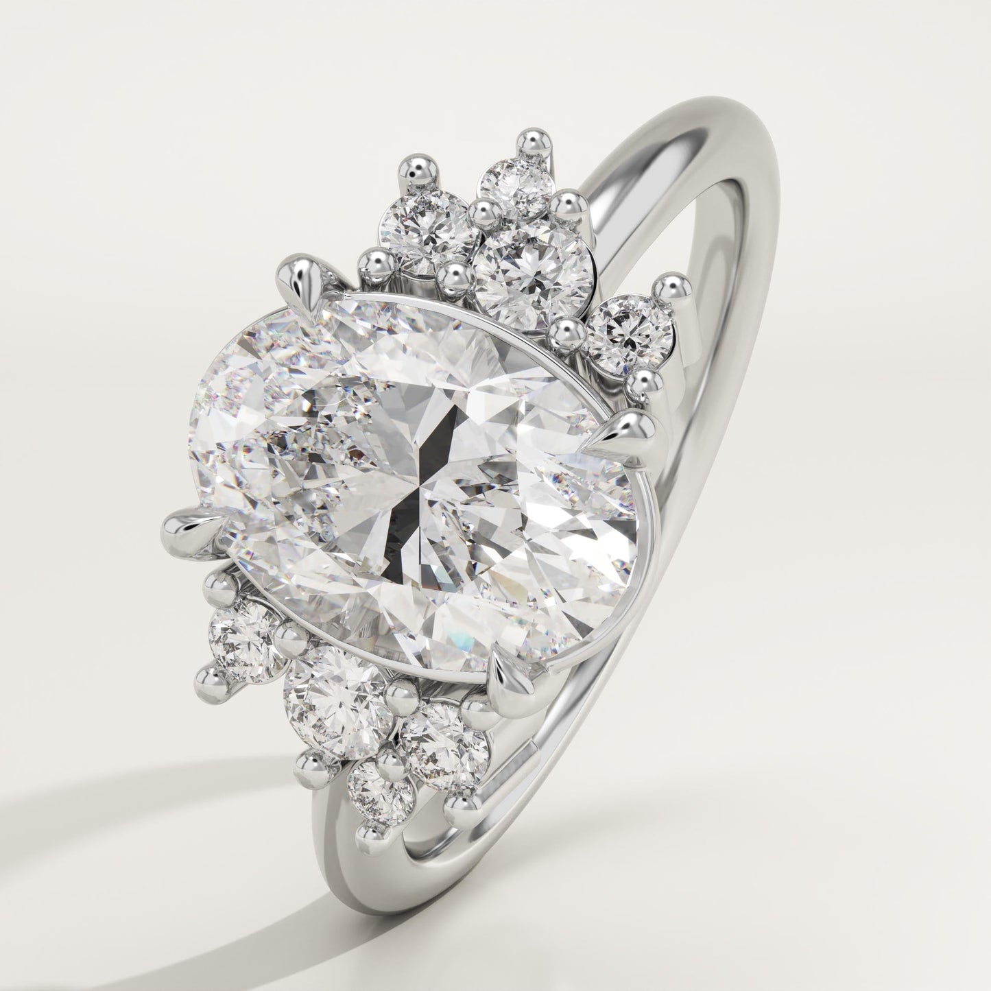 Oval Cut Cluster Lab-Grown Diamond Engagement Ring
