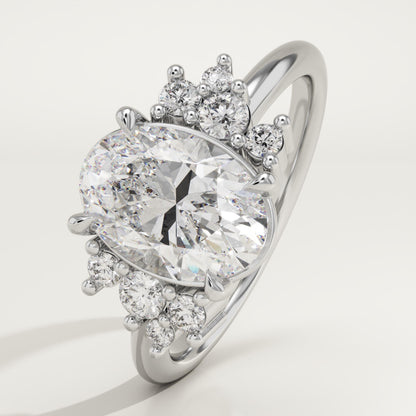 Oval Cut Cluster Lab-Grown Diamond Engagement Ring