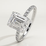 1.75 CT Emerald Cut Pave Lab-Grown Diamond Engagement Ring