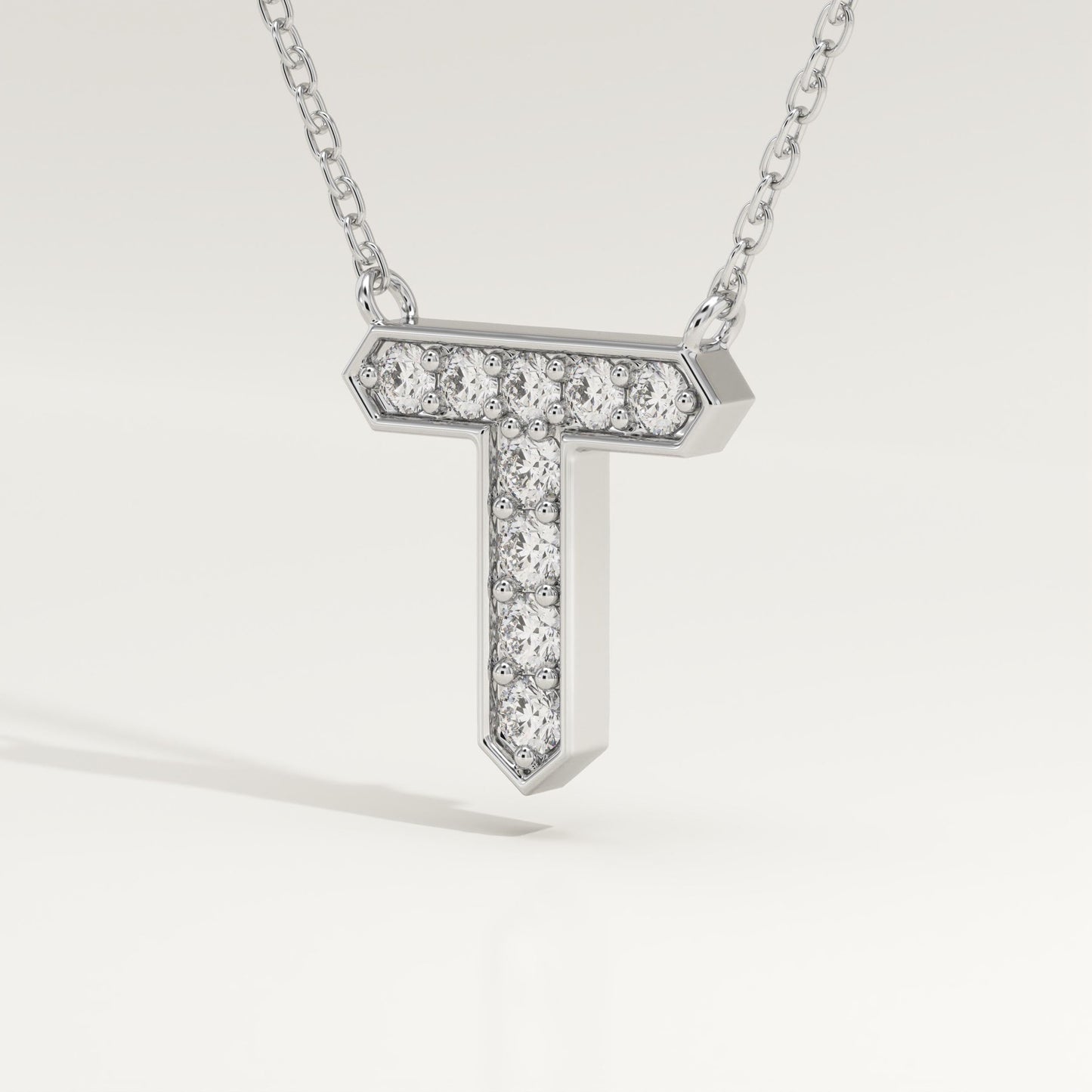 0.17 TCW Round Lab-Grown Diamond T Initial Necklace