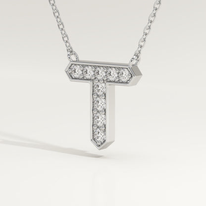 0.17 TCW Round Lab-Grown Diamond T Initial Necklace