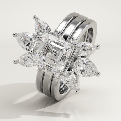Asscher Cut Cluster Lab-Grown Diamond Bridal Set