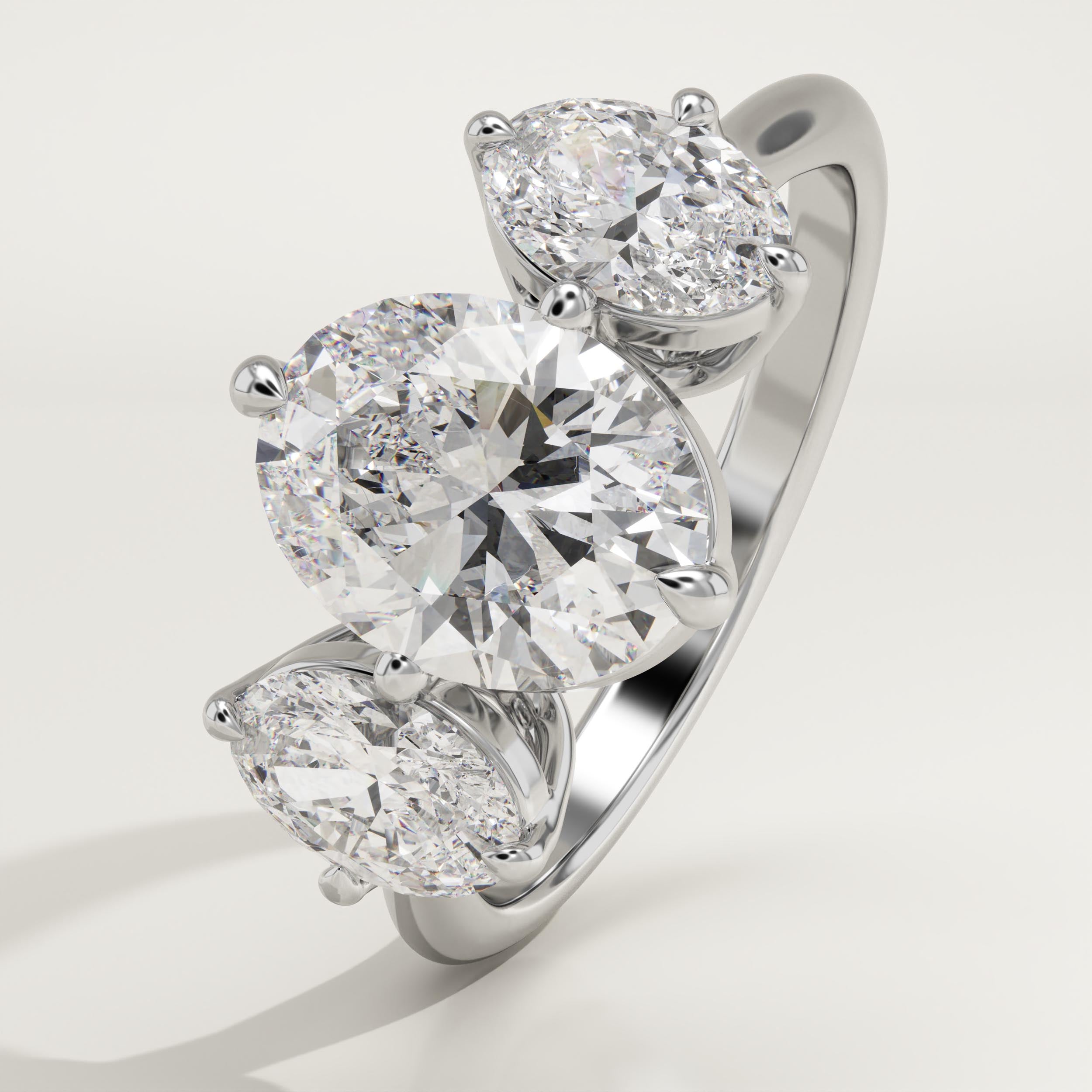 2.0 CT Oval Cut Three Stone Lab-Grown Diamond Engagement Ring