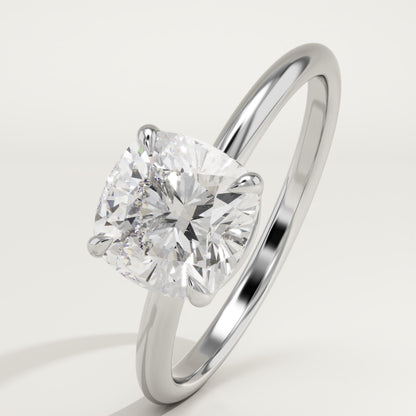 Cushion Cut Solitaire Lab-Grown Diamond Engagement Ring