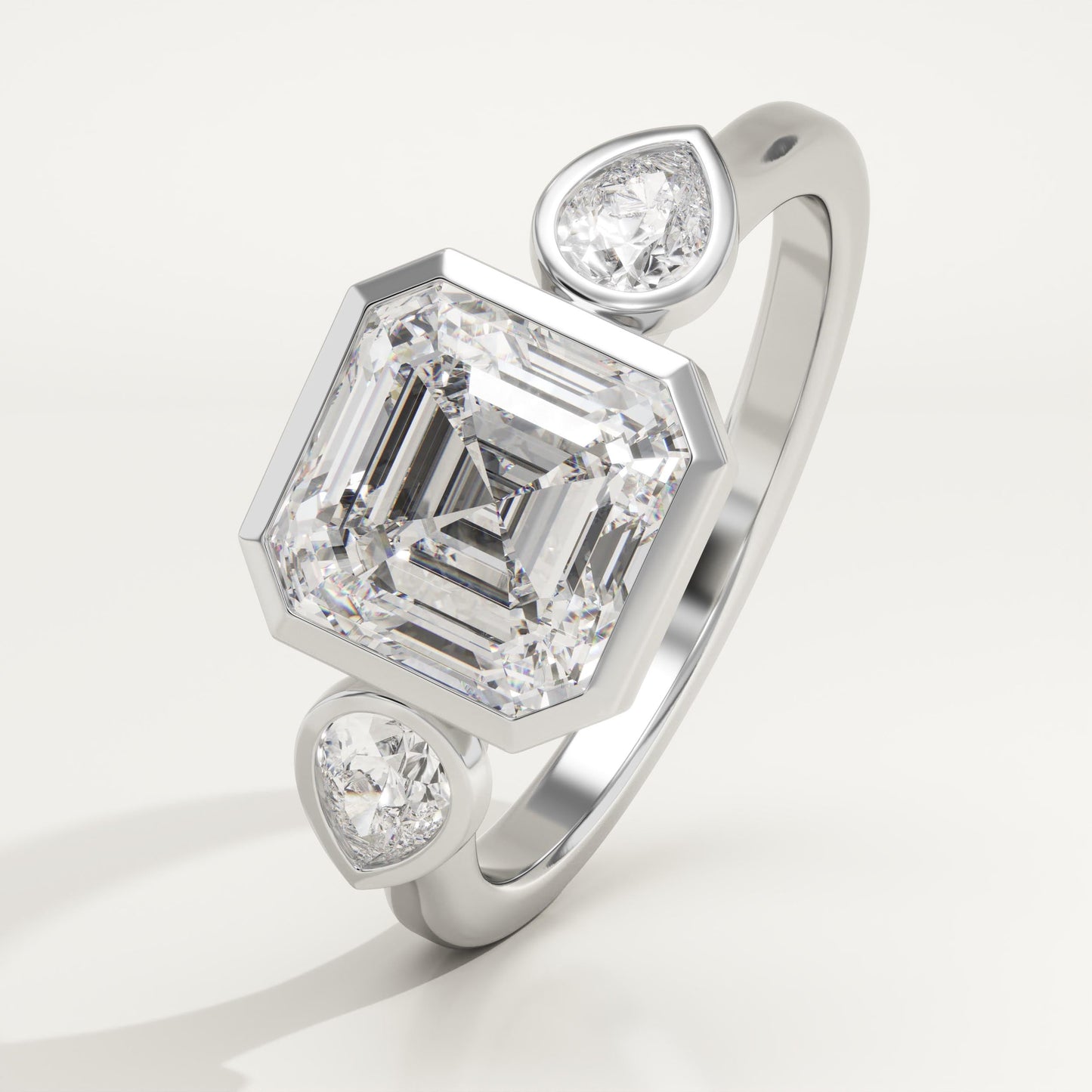 Asscher Cut Three Stone Lab-Grown Diamond Engagement Ring