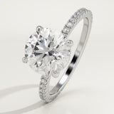 2.0 CT Round Cut Pave Lab-Grown Diamond Engagement Ring