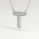 0.17 TCW Round Lab-Grown Diamond T Initial Necklace