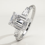 2.0 CT Emerald Cut Three Stone Lab-Grown Diamond Engagement Ring