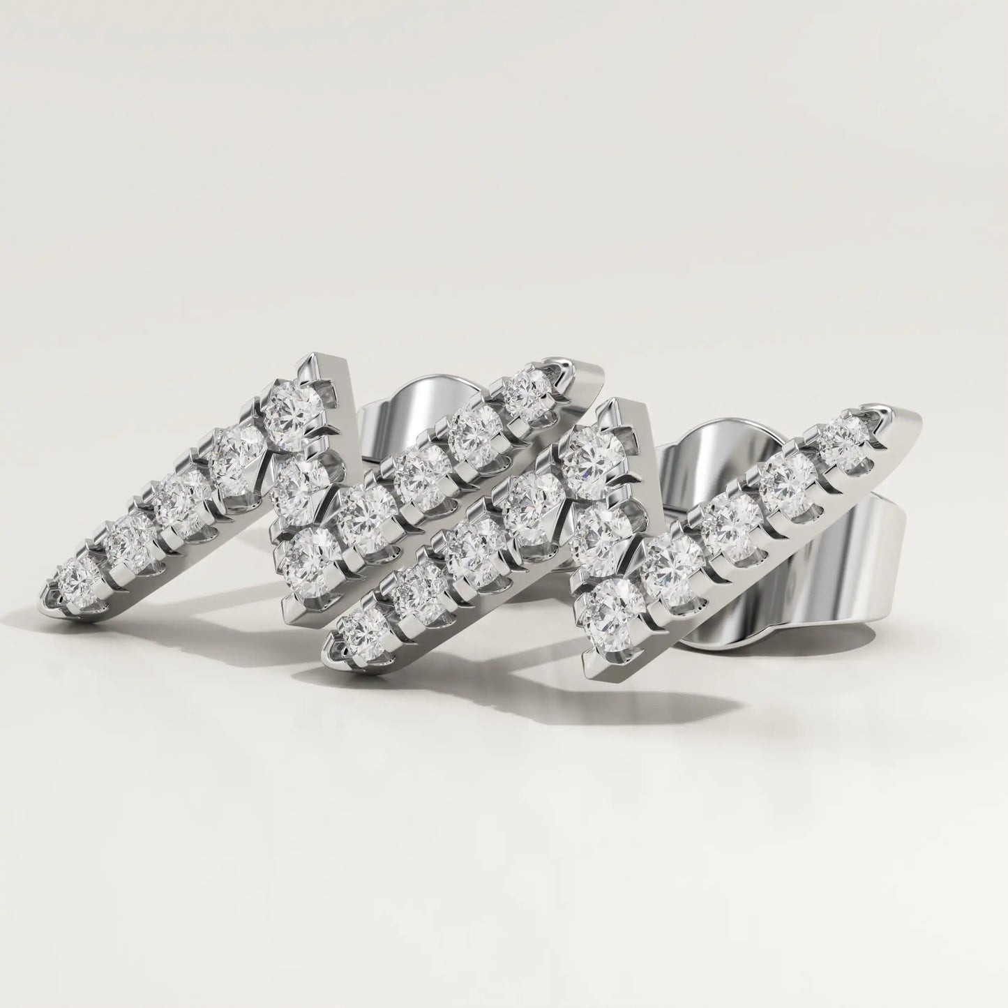 0.56 TCW Round Lab-Grown Diamond Lightning Stud Earrings