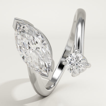 1.75 TCW Marquise & Round Cut Toi Et Moi Lab-Grown Diamond Engagement Ring