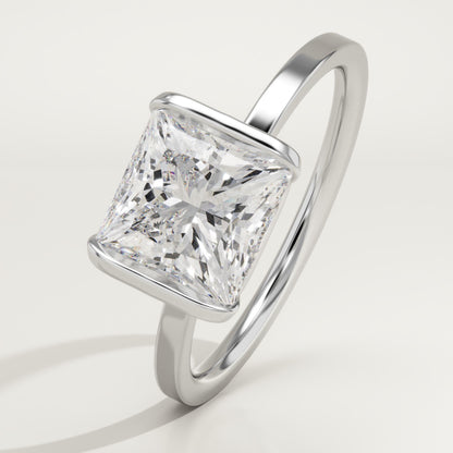 Princess Cut Half Bezel Lab-Grown Diamond Engagement Ring