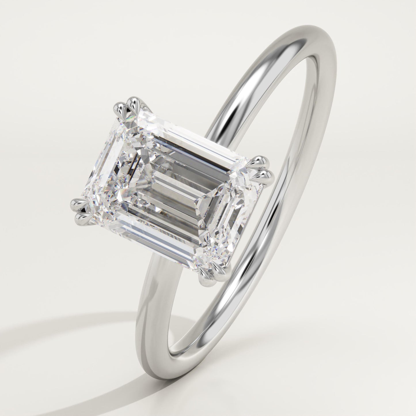 1.55 CT Emerald Cut Moissanite Solitaire Engagement Ring (US Size 7 Ready To Ship)