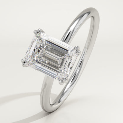 1.55 CT Emerald Cut Moissanite Solitaire Engagement Ring (US Size 7 Ready To Ship)
