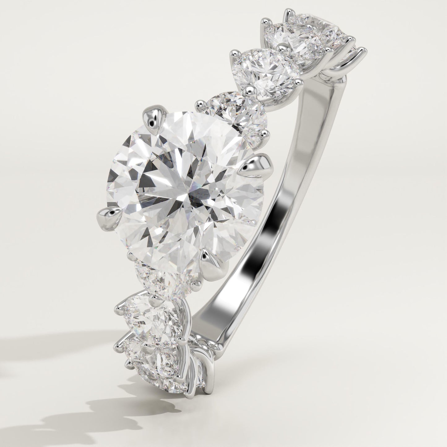 Round Cut Pave Lab-Grown Diamond Engagement Ring